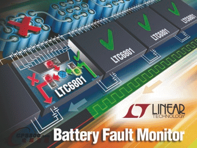 凌力爾特推出高壓電池組故障監(jiān)視器 LTC6801可提供獨立監(jiān)察