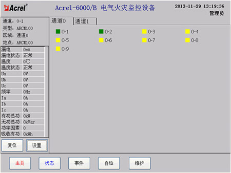 探測器狀態顯示界面